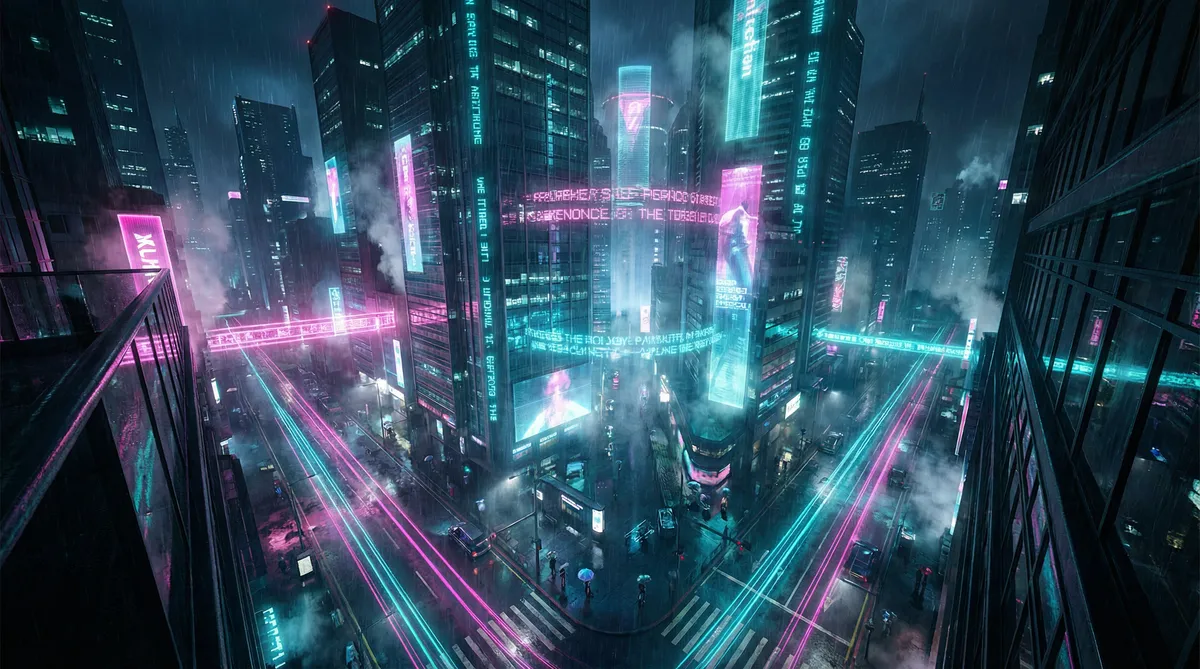 国贸9分40秒视频 竖屏短剧平台首页背景 - 赛博朋克都市夜景